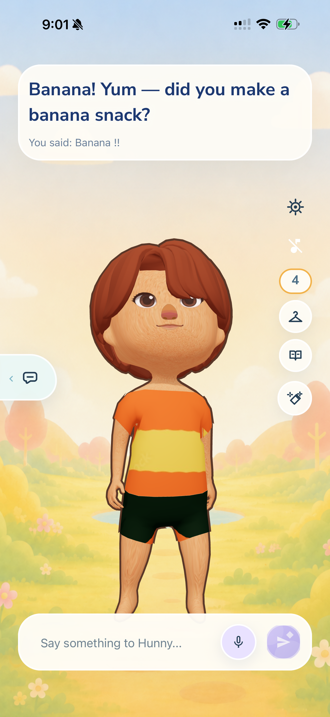 Hunny child companion chat screen.